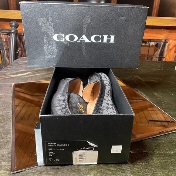 Size 7.5 Coach Marley Driver loafers in black signature canvas - Picture 5 of 6